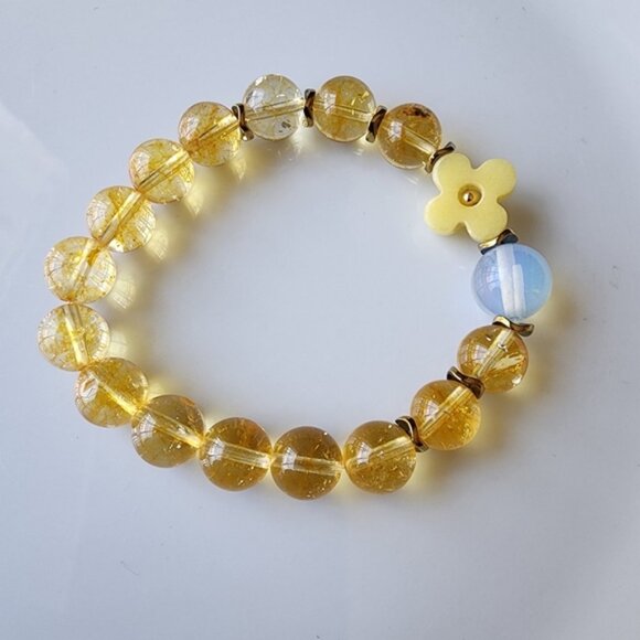 Citrine Beaded Bracelet with Floral Charm - Picture 3 of 3